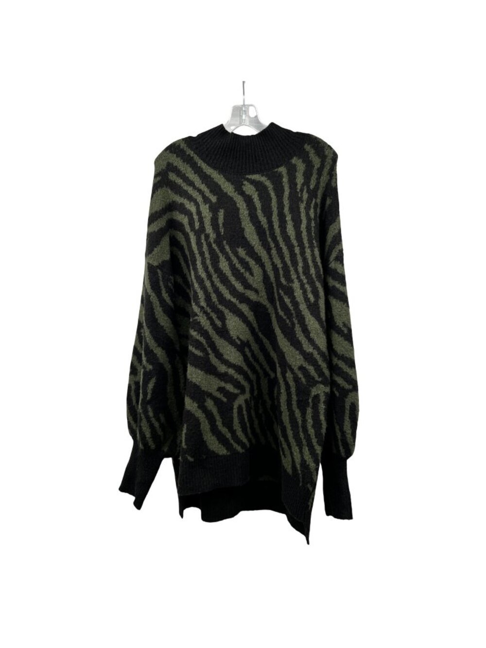 HYFVE Womens Zebra Print Knit Tunic Sweater Black/Green Size Large